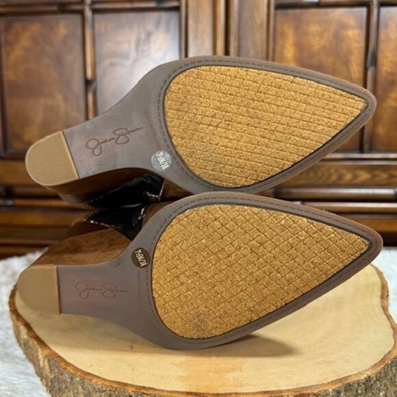 Jessica Simpson Henlee Dark Tan Glossy Desert Snake Combo Textured Wedge Boot - Picture 15 of 16